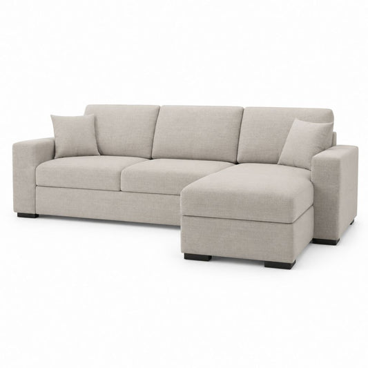 Divano angolare con penisola destra beige in poliestere a L 280 x 165 x 85 cm