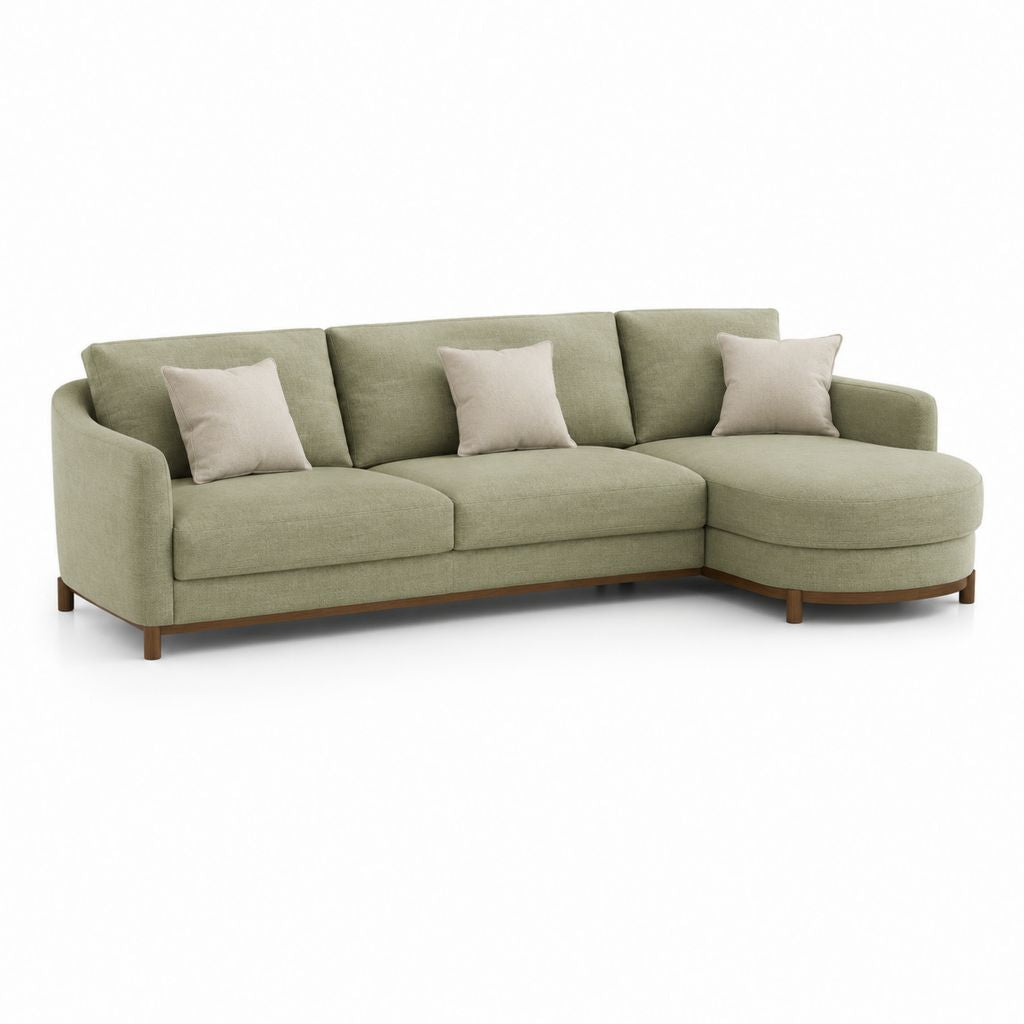 Divano angolare con chaise longue destra verde in poliestere 260 x 160 x 85 cm