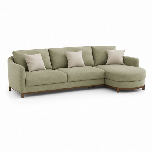 Divano angolare con chaise longue destra verde in poliestere 260 x 160 x 85 cm