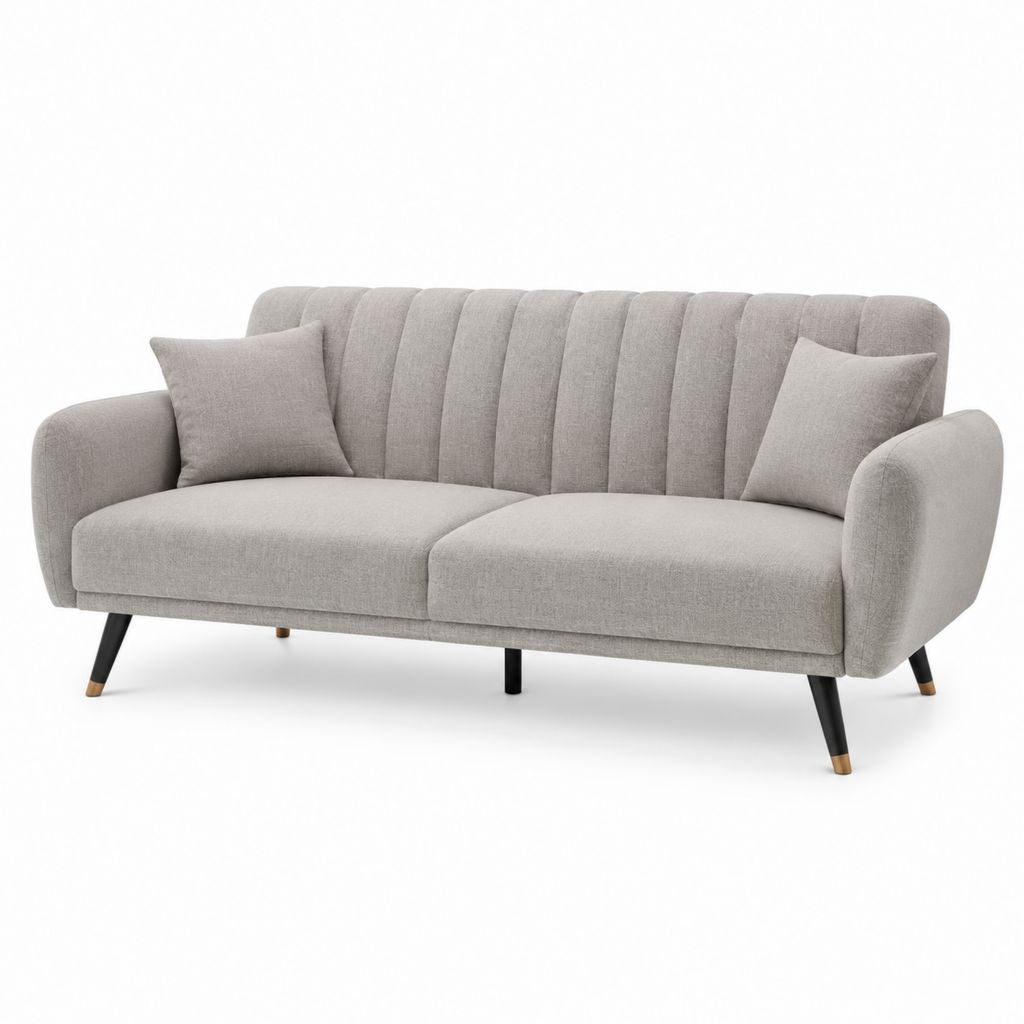 Divano 2 posti grigio chiaro in poliestere con schienale curvo 190 x 85 x 86 cm