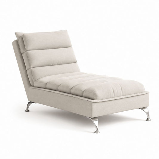 Poltrona chaise longue beige in poliestere con struttura in multistrato 85 x 160 x 88 cm