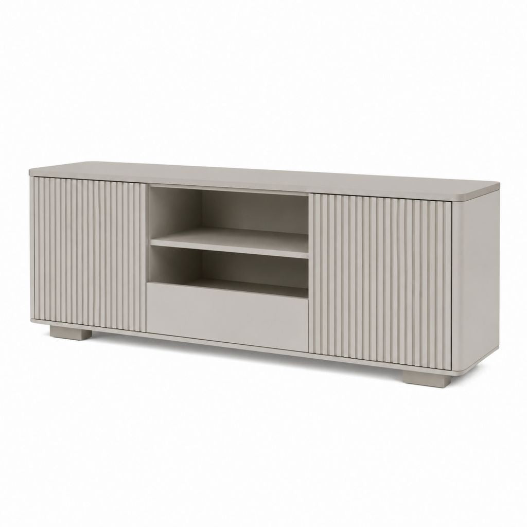 Mobile porta TV grigio tortora in MDF rettangolare con 2 ante e cassetto 160 x 40 x 60 cm