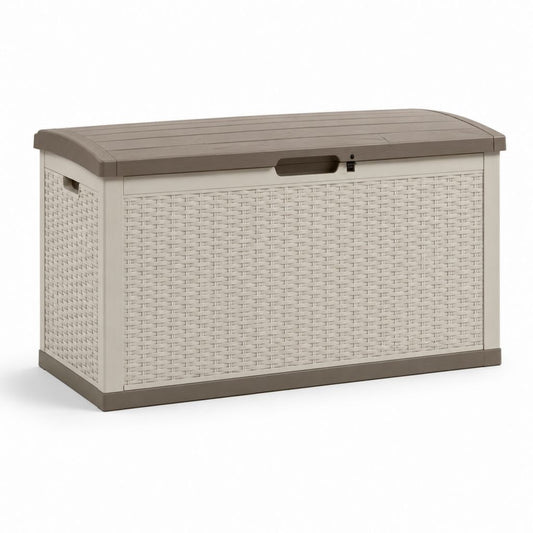 Baule da giardino in PP grigio tortora e marrone 120 x 56 x 63 cm 270 L