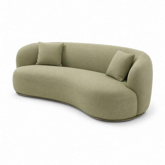 Divano curvo 3 posti verde oliva in poliestere 230 x 95 x 78 cm