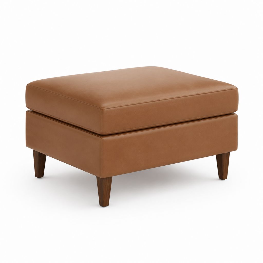 Pouf poggiapiedi rettangolare marrone in similpelle PU 75 x 60 x 45 cm