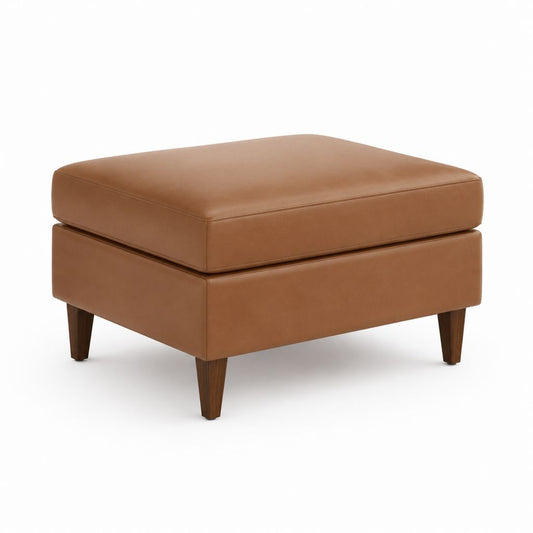 Pouf poggiapiedi rettangolare marrone in similpelle PU 75 x 60 x 45 cm