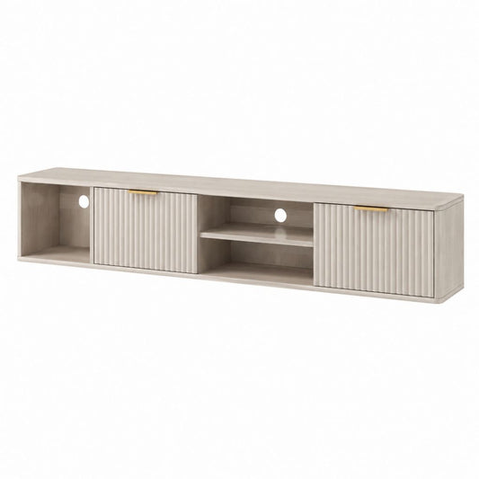 Mobile TV beige in pannello truciolare melaminico rettangolare con 2 ante scorrevoli 180 x 40 x 45 cm