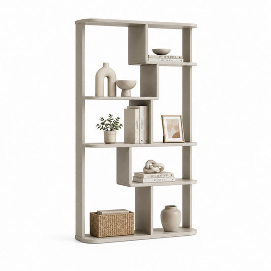 Libreria da terra a giorno tortora in MDF con rivestimento melaminico 80 x 30 x 180 cm
